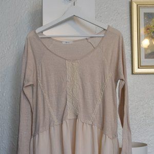 Cream/oatmeal colored, boho, lace top